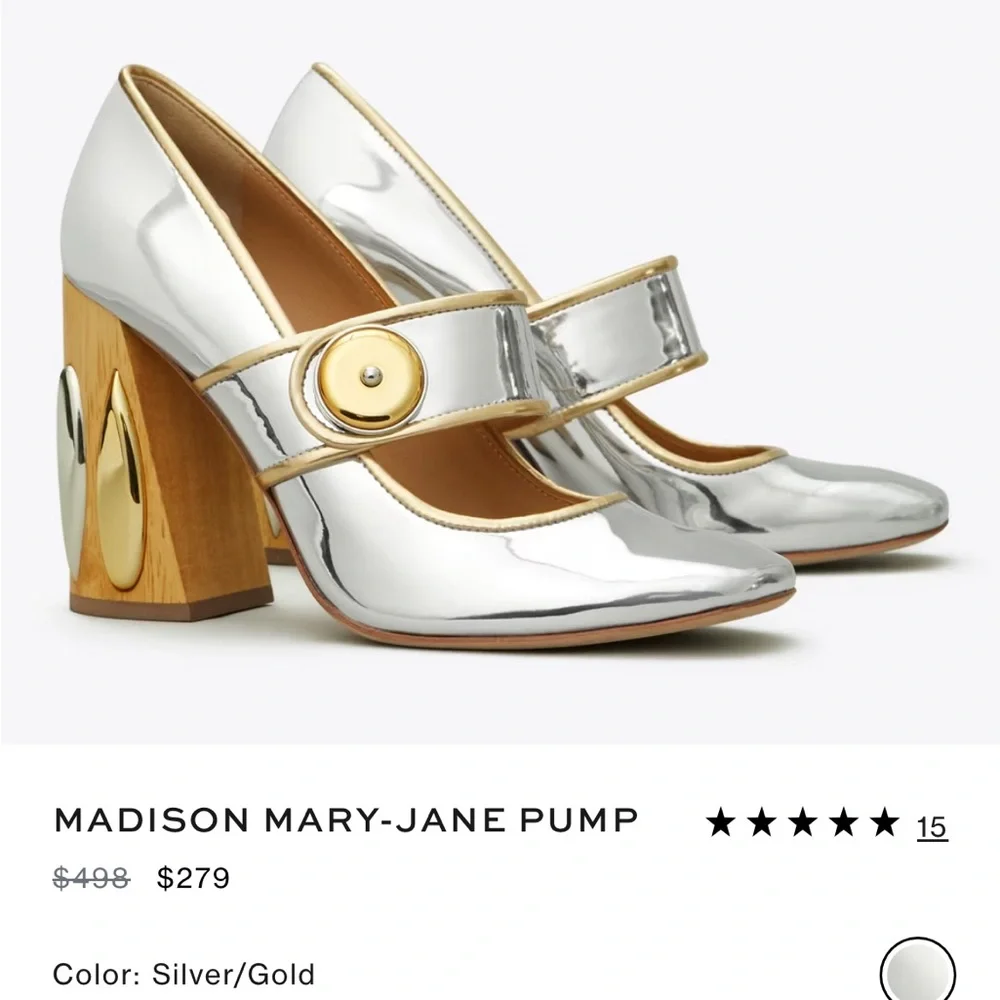 Tory Burch Shiny Gold Mary Jane Pumps